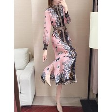 코스토프 여성 봄 여름 플리츠 하객 치파오 디자인 쉬폰 원피스
