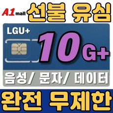 에이원몰 LG U+ 무제한 선불유심 칩 선불폰 유심카드 10 G+, 30일 (30일 단위 충전 가능)
