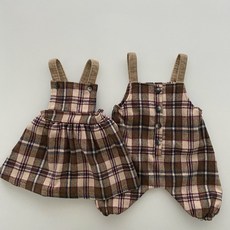 (시닝시닝)유아겨울바지 유아겨울치마 어린이멜빵 유아멜빵 울체크멜빵 팬츠/원피스