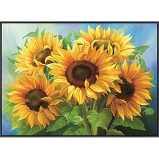 노랑 해바라기 풍경 큐빅 비즈 보석 십자수 집에서 할 수 있는 취미, 60x45