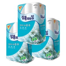 잘풀리는집 순수 3겹 천연펄프 화장지 107mm 28m 30롤 롤화장지, 3팩
