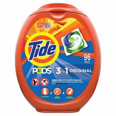 Tide 타이드 포즈 3in1 오리지날 세탁세제 액상캡슐 PODS Liquid Laundry Detergent Pacs Original 96캡슐, 1팩, 96개