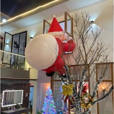 미투리아 벽타는 대형 산타풍선 크리스마스 장식 송풍기 조명 포함 풀세트 2m, 화이트가방, 1개