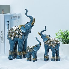 골드디자인 토파즈골드 엔틱 코끼리장식품 TP02 3P SET 인테리어소품 코끼리세트 개업선물 집들이선물