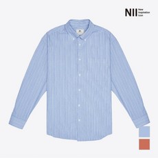 NII 공용 베이직 세미오버 스트라이프 셔츠 NNUNLWS1241 - 블루스트라이프셔츠