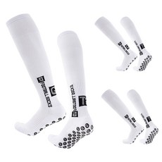 wrikri 어린이 유소년 아동 논슬립 축구 양말, 3쌍, 화이트