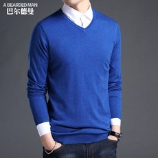 손뜨게옷 봄가을 남성털 옷 v얇은칼라 하트형 넥 젊은느낌 T티셔츠이너 단색 울함유 가디건 티셔츠