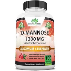 NaturaLife Labs DMannose 디만노스 1300mg 크랜베리 추출물 100캡슐, 1개, 50mg