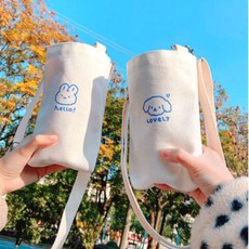 귀여운 텀블러 에코백 물병 물통 미니에코백 광목 강아지, 2에코드링크백-토끼