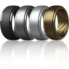 Egnaro 남성용 실리콘 링 10mm 너비 2.5mm 두께 고무 웨딩 밴드 내부 아크 인체 공학적 통기성 디자인 1/4/5/7 버라이어티 멀티팩 실리콘 보석 없음