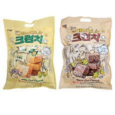 [마켓찐몰] 미룡 미니 오트 크런치 바닐라맛 1개+ 초콜릿향 1개 520g 합2개 대용량 간편 간식