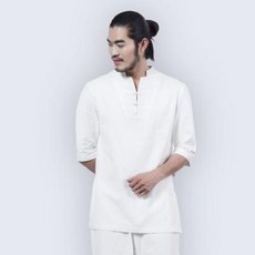 명상복 수선면마요가복남겨울에따뜻한흰색차이나로명상스님거사세트