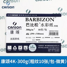 CANSON 프랑스 Canson 캉 송 1557 수채화 지 4K8k 중 굵 은 줄무늬 300 g 180 시험 전용 워 터 파 우 더 를 이용 한 수 용성 납 종이 바 비 4K 10 장