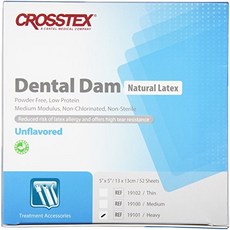 Crosstex 19301 Dental Dam Latex Unflavored Heav Crosstex 19301 덴탈 댐 라텍스 무향 헤비 게이지 6" x 6" 크기, Blue, 1개 - 덴탈댐