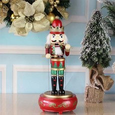 크리스마스오르골 회전목마오르골 오르골 목제 호두까기 인형 뮤직 박스 36cm 호두나무 선물 축제 홈 데코