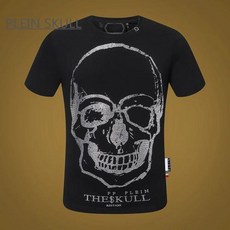 해골 티셔츠 메탈룩 고스룩 지하돌 패션 셔츠 PLEIN SKULL 남성용 트렌드 레트로 힙합 펑크 반팔 탑 하이 스트리트 통기성 라운드 넥 티 여름