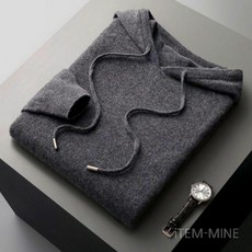 남자니트후드티 메리노울 캐시미어 100 오버핏 긴팔 남성 긴팔 후드 니트