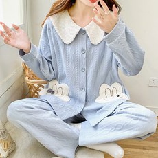 가을겨울 도톰 에어코튼 임산부 잠옷 산모 수유 산후조리 겹겹이