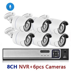 영어 설명서 새로운 4K 초고화질 8MP H.265 POE NVR 보안 시스템 키트 야외 방수 운동 검측 CCTV IP 카메라 오디오 영상 기록 장치, 없다, 8채널 NVR 및 6카메라