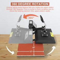 SUPER DEAL PRO 12" X 10" Heat Press Machine Digital Swing Away Heat Transfer Printing Sublimation M, Black, 1개 - 프로스윙머신