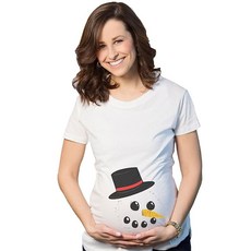CrazyDogTshirts 임산부 눈사람 얼굴 발표 임신 재미있는 크리스마스 .. 정품보장, Small