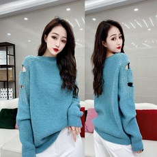 E18272 여성 슬림핏 어깨트임 니트 스웨터