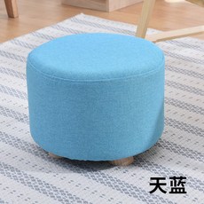 화장대의자 원목 낮은 거실 티테이블의자 소파스툴 신발정리대 걸상 패브릭아트 원의자 나무 소프트판 스툴의자, T04-스카이블루(1+1)