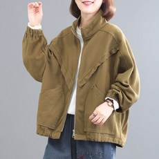 예니브 여성 자켓 코튼 소재 봄과 가을 느슨한 통기성 캐주얼 야구 의류