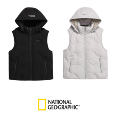 내셔널지오그래픽 V310 구스 다운 후드 베스트 패딩 조끼 보온 남녀공용 커플