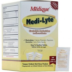 Medique Medi-Lyte 전해질 보충제 열 스트레스 피로 및 근육 경련의 빠른 완화 쉽게 삼킬 수 있는 정제 500정(250 x 2), 500개(1팩)