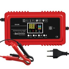자동차 배터리 충전기 펄스 수리 LCD 디스플레이 스마트 고속 AGM 딥 사이클 젤 납산 모터용 12V10A24V5A, 02 EU