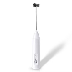 USB 충전식 미니 우유 거품기 3 가지 속도 거품 메이커 커피 믹서 전기 손잡이 믹서기 계란 비터, [01] WHITE