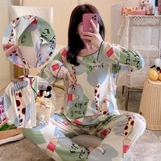 임산부 잠옷 임부잠옷 수유잠옷 임산부잠옷 수유복 홈웨어 를위한 유방 수면 출산 옷 긴