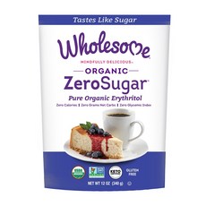 갈색설탕 Wholesome 홀썸 제로 올 내추럴 에리스리톨 340 g Zero All Natural Erythritol 12 oz 안심하고 먹을 수 있는 유기농 설탕, 1개, 340g