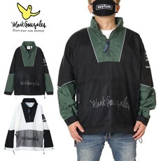 377886 MARK GONZALES 나일론 자켓 아노락 남자 여성 ANORAK 블랙 화이트