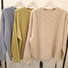 르샵 펀칭꽈배기기본라운드니트 /LKAKP806A