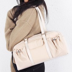스포티한 스트링 지퍼 잠금 포켓 숄더백 데일리 일상 무지가방