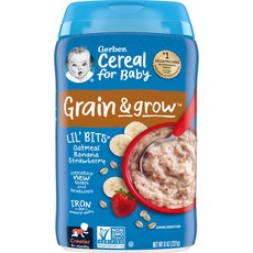 Gerber Lil' Bits 오트밀 시리얼 8개월 이상 유아용 바나나 딸기 227g(8oz), GerberLilBits오트밀시리얼8개월이상유아용바나나, 227g, 1개