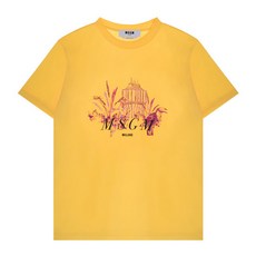 공식 MSGM 20FW 여성 로고 반팔 티셔츠 옐로우 2943MDM78 207648 06