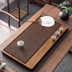 다도 차판 다판 쟁반 받침 트레이 찻상 가정용 원목 플레이트 고급형 일체형 카페, 블랙브라운 80X43cm, 상세페이지 참고, 1개