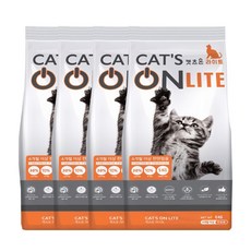 펠리코 캣츠온라이트 길고양이 길냥이 새끼 대용량 건식 밥 먹이 음식, 4개, 5kg