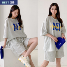 코르제이 여성 빅사이즈 여름 데일리 반팔 반바지 상하의 세트