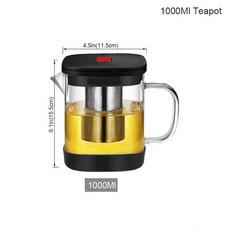 내열성 유리 주전자 다양한 스타일의 핫 셀러 티 세트 투명 꽃 푸어 인퓨저 포트 직송, Square pot 1000ml, 1개