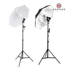 엄브렐라 우산 조명 촬영 장비 세트 스튜디오, 02_양면 투과-화이트-1구헤드+삼각대 세트