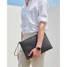 닥스 악세서리 남성 20FW [BASIC UPGRADE] LARGE 블랙 로고 소가죽 클러치백 DBBA0FE26BK