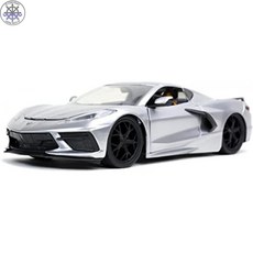 [ Jada Toys ] JADA 장난감 BIGTIME 근육 1:24 2020 CHEVY CORVETTE 가오리 다이 캐스트 카 실버 어린이 및 성인을위한 장난감, 1개