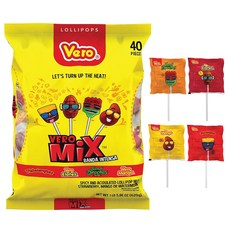 베로 멕시코 4가지 매운맛 롤리팝 40개입 Vero Mix Banda Fuego Assorted Flavors Lollipop Box 1lb, 1개, 혼합색상