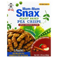 핫키드 아기과자 아이간식 24개월+ 비건 바삭하게 구워진 콩 5팩 각 10g 사과 시나몬 Mum-Mum Snax