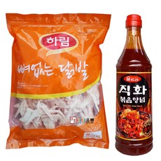 하림 뼈없는 닭발 (냉동) 1kg 1개 / 움트리 직화볶음양념 닭발양념 소스 980g 1개