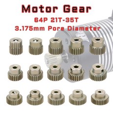 알루미늄 합금 금속 피니언 모터 기어 1/10 RC 모델 자동차 모터용 64DP 3.175mm 21t 22t 24t 25t 26T 27t 28T 29T 30T 32T 35T, [16] 34T, 1개